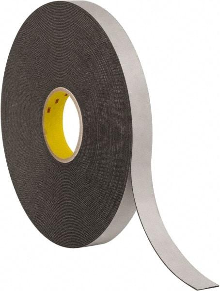 3M - 1" x 36 Yd Rubber Adhesive Double Sided Tape - 1/16" Thick, Black, Polyethylene Foam Liner, Continuous Roll, Series 4466B - Eagle Tool & Supply