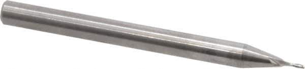 RobbJack - 0.022", 0.066" LOC, 1/8" Shank Diam, 1-1/2" OAL, 2 Flute, Solid Carbide Square End Mill - Single End, Uncoated, Spiral Flute, 30° Helix, Centercutting, Right Hand Cut, Right Hand Flute, Series SR-2 - Eagle Tool & Supply
