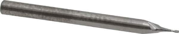 RobbJack - 0.025", 0.075" LOC, 1/8" Shank Diam, 1-1/2" OAL, 2 Flute, Solid Carbide Square End Mill - Single End, Uncoated, Spiral Flute, 30° Helix, Centercutting, Right Hand Cut, Right Hand Flute, Series SR-2 - Eagle Tool & Supply