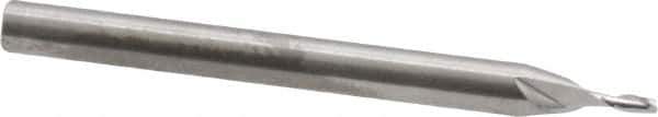 RobbJack - 0.043", 0.129" LOC, 1/8" Shank Diam, 1-1/2" OAL, 2 Flute, Solid Carbide Square End Mill - Single End, Uncoated, Spiral Flute, 30° Helix, Centercutting, Right Hand Cut, Right Hand Flute, Series SR-2 - Eagle Tool & Supply