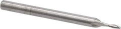 RobbJack - 0.05", 0.15" LOC, 1/8" Shank Diam, 1-1/2" OAL, 2 Flute, Solid Carbide Square End Mill - Single End, Uncoated, Spiral Flute, 30° Helix, Centercutting, Right Hand Cut, Right Hand Flute, Series SR-2 - Eagle Tool & Supply