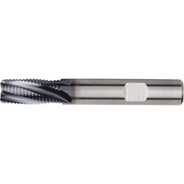 Kennametal - 12mm Diam, Fine Pitch, 16mm LOC, 4 Flute Solid Carbide 45° Corner Chamfer Roughing End Mill - AlTiN Finish, 73mm OAL, 12mm Shank Diam, Single End, Centercutting, 20° Helix - Eagle Tool & Supply
