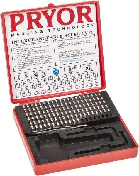 Pryor - 112 Piece, 3/32 Inch Character, Steel Type Set - 12 Character Capacity - Eagle Tool & Supply