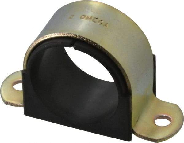 ZSI - 2" Tube, Steel, Zinc Plated Tube Strap with Cushion - 2 Mounting Holes - Eagle Tool & Supply