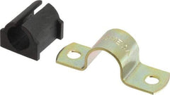 ZSI - 1/4 Pipe, Steel, Zinc Plated Pipe Strap with Cushion - 2 Mounting Holes - Eagle Tool & Supply