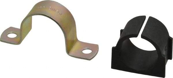 ZSI - 3/4 Pipe, Steel, Zinc Plated Pipe Strap with Cushion - 2 Mounting Holes - Eagle Tool & Supply