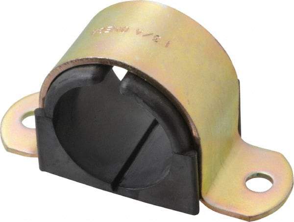 ZSI - 1-1/4 Pipe, Steel, Zinc Plated Pipe Strap with Cushion - 2 Mounting Holes - Eagle Tool & Supply