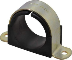 ZSI - 2 Pipe, Steel, Zinc Plated Pipe Strap with Cushion - 2 Mounting Holes - Eagle Tool & Supply