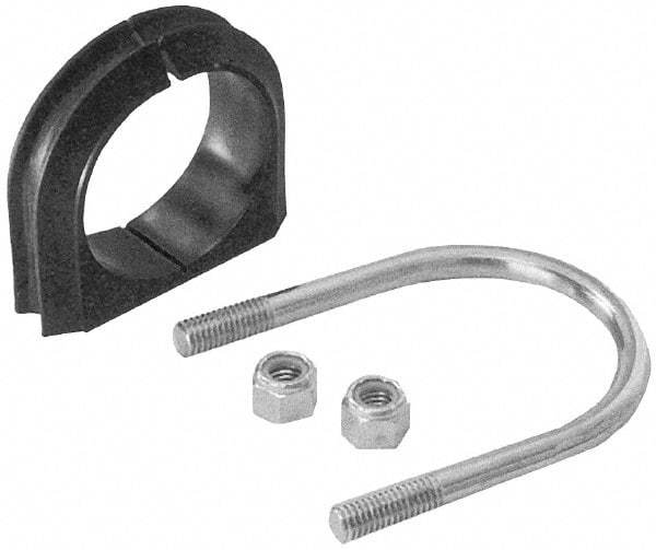 ZSI - 3" Pipe, Steel U Bolt Clamp with Cushion - Electro Galvanized, 1" Panel Thickness, 5.6"x4.55"x1.24" - Eagle Tool & Supply