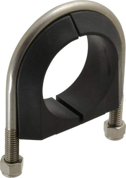 ZSI - 2" Pipe, Grade 316 Stainless Steel U Bolt Clamp with Cushion - 3/4" Panel Thickness - Eagle Tool & Supply