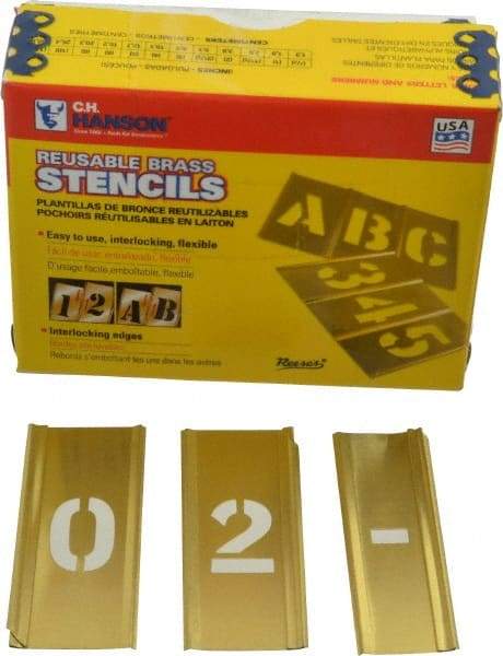 C.H. Hanson - 15 Piece, 3/4 Inch Character Size, Brass Stencil - Contains Figure Set - Eagle Tool & Supply