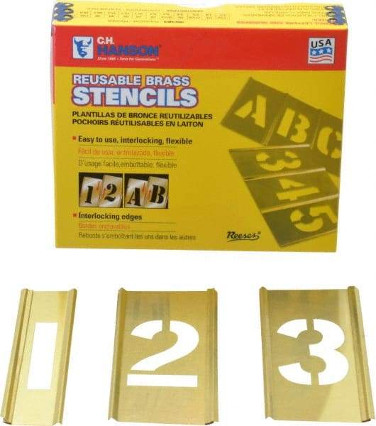 C.H. Hanson - 15 Piece, 2 Inch Character Size, Brass Stencil - Contains Figure Set - Eagle Tool & Supply