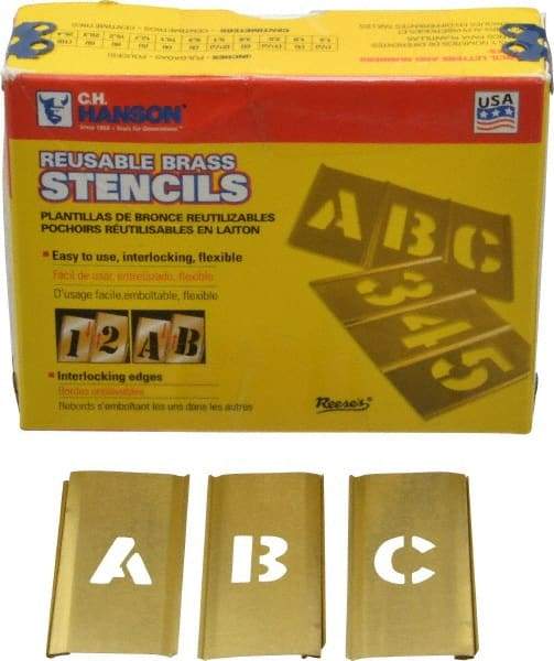 C.H. Hanson - 33 Piece, 1/2 Inch Character Size, Brass Stencil - Contains Letter Set - Eagle Tool & Supply