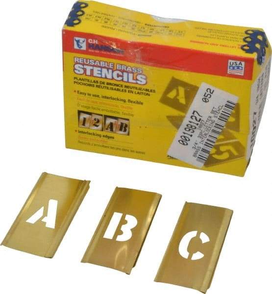 C.H. Hanson - 33 Piece, 3/4 Inch Character Size, Brass Stencil - Contains Letter Set - Eagle Tool & Supply