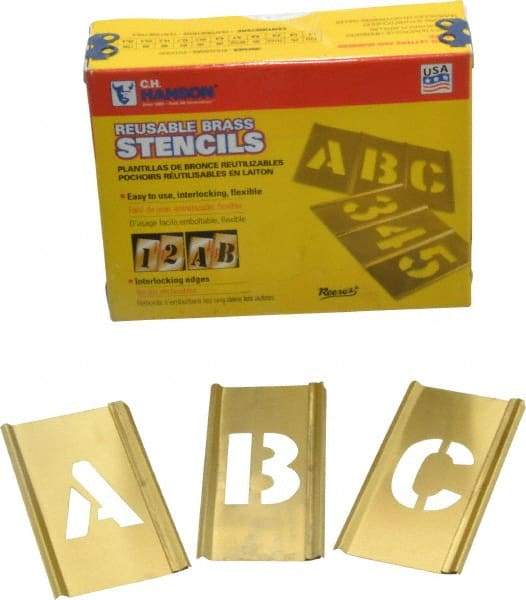 C.H. Hanson - 33 Piece, 1 Inch Character Size, Brass Stencil - Contains Letter Set - Eagle Tool & Supply