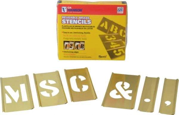 C.H. Hanson - 33 Piece, 2 Inch Character Size, Brass Stencil - Contains Letter Set - Eagle Tool & Supply