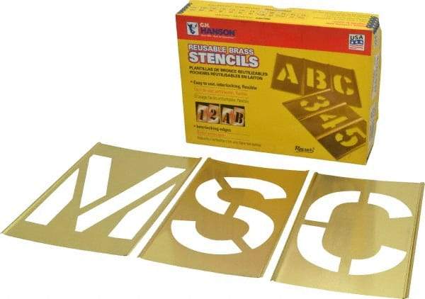 C.H. Hanson - 33 Piece, 6 Inch Character Size, Brass Stencil - Contains Letter Set - Eagle Tool & Supply