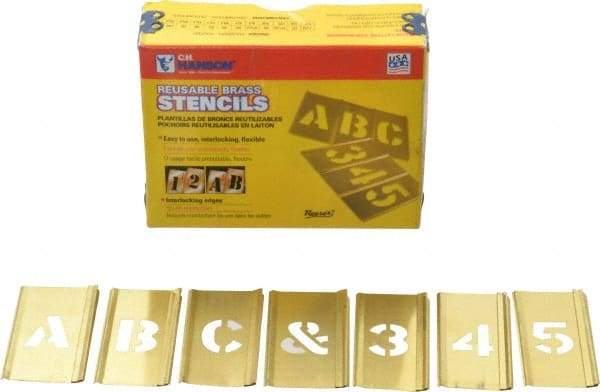 C.H. Hanson - 92 Piece, 3/4 Inch Character Size, Brass Stencil - Contains Three A Fonts - Eagle Tool & Supply