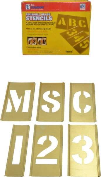 C.H. Hanson - 92 Piece, 2-1/2 Inch Character Size, Brass Stencil - Contains Three A Fonts - Eagle Tool & Supply