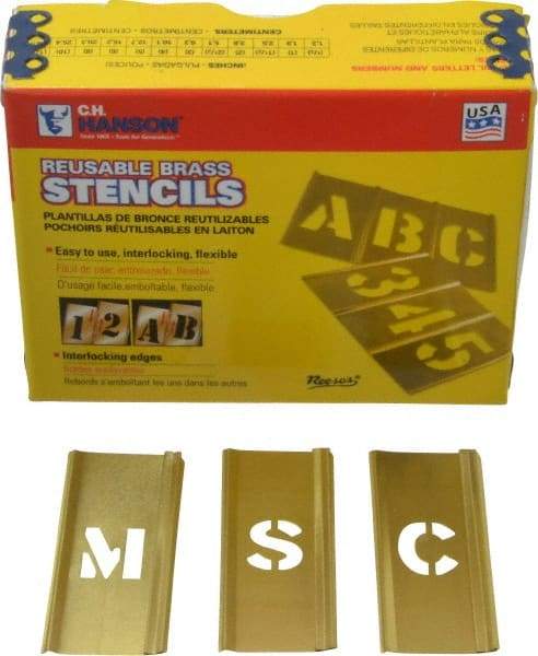 C.H. Hanson - 45 Piece, 1/2 Inch Character Size, Brass Stencil - Eagle Tool & Supply