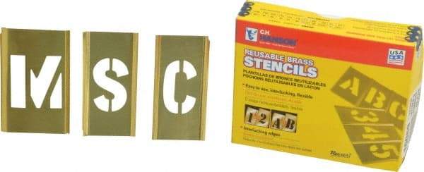 C.H. Hanson - 45 Piece, 1-1/2 Inch Character Size, Brass Stencil - Eagle Tool & Supply