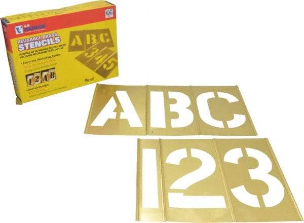 C.H. Hanson - 45 Piece, 5 Inch Character Size, Brass Stencil - Eagle Tool & Supply