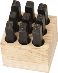 Made in USA - 9 Piece, 1/4" Character Steel Stamp Set - Eagle Tool & Supply