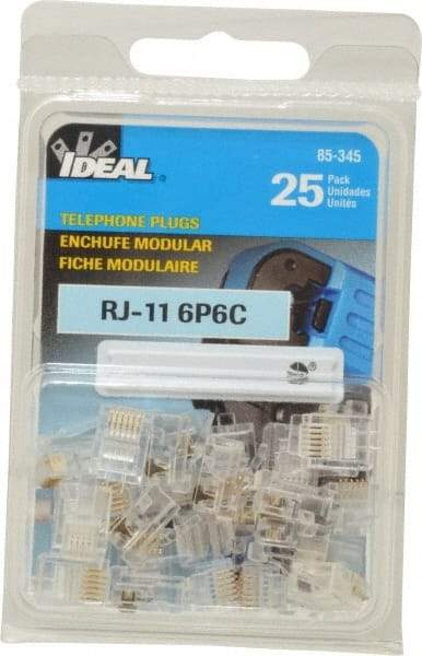 Ideal - 6 Position, Cat5e Modular Plug - Round Cable Compatible - Eagle Tool & Supply