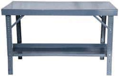 Durham - 60 Wide x 34" Deep x 28" High, Steel Workbench - Comfort Edge, Adjustable Height Legs - Eagle Tool & Supply