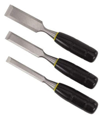 Stanley - 3 Piece Wood Chisel Set - 7-3/4" OAL, Sizes Included 1/2 to 1" - Eagle Tool & Supply