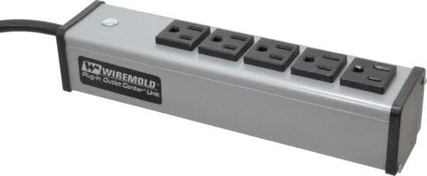 Wiremold - 5 Outlets, 120 Volts, 15 Amps, 6' Cord, Power Outlet Strip - Free Hanging Mount, 5-15 NEMA Configuration, 9-1/4" Strip, cULus Listed - Eagle Tool & Supply
