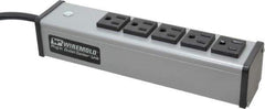 Wiremold - 5 Outlets, 120 Volts, 15 Amps, 6' Cord, Power Outlet Strip - Free Hanging Mount, 5-15 NEMA Configuration, 9-1/4" Strip, cULus Listed - Eagle Tool & Supply