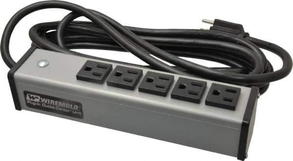 Wiremold - 5 Outlets, 120 Volts, 15 Amps, 15' Cord, Power Outlet Strip - Free Hanging Mount, 5-15 NEMA Configuration, 9-1/4" Strip, cULus Listed - Eagle Tool & Supply