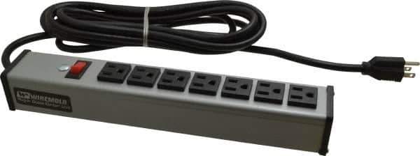 Wiremold - 7 Outlets, 120 Volts, 15 Amps, 15' Cord, Power Outlet Strip - Free Hanging Mount, 5-15 NEMA Configuration, 13" Strip, cULus Listed - Eagle Tool & Supply