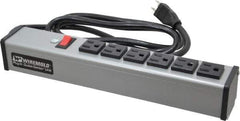 Wiremold - 6 Outlets, 120 Volts, 15 Amps, 6' Cord, Power Outlet Strip - Free Hanging Mount, 5-15 NEMA Configuration, 12-1/4" Strip, cULus Listed - Eagle Tool & Supply