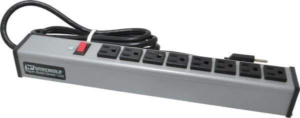 Wiremold - 8 Outlets, 120 Volts, 15 Amps, 6' Cord, Power Outlet Strip - Free Hanging Mount, 5-15 NEMA Configuration, 15" Strip, cULus Listed - Eagle Tool & Supply