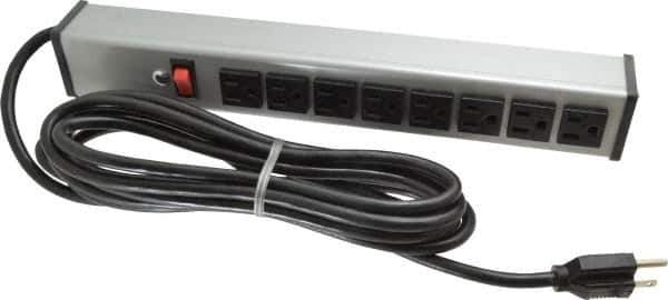 Wiremold - 8 Outlets, 120 Volts, 15 Amps, 15' Cord, Power Outlet Strip - Free Hanging Mount, 5-15 NEMA Configuration, 15" Strip, cULus Listed - Eagle Tool & Supply