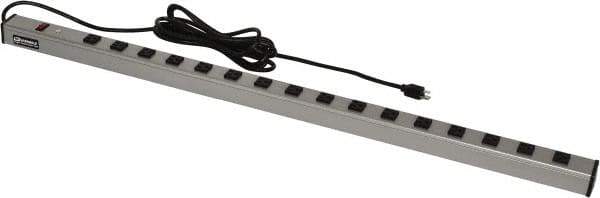 Wiremold - 16 Outlets, 120 Volts, 15 Amps, 15' Cord, Power Outlet Strip - Raceway Mount, 5-15 NEMA Configuration, 48" Strip, cULus Listed - Eagle Tool & Supply