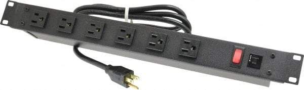 Wiremold - 6 Outlets, 120 Volts, 15 Amps, 6' Cord, Power Outlet Strip - Rack Mount, 6 Front NEMA Configuration - Eagle Tool & Supply