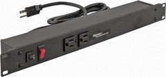 Wiremold - 6 Outlets, 120 Volts, 15 Amps, 6' Cord, Power Outlet Strip - Rack Mount, 2 Front - 4 Back NEMA Configuration, 19" Strip - Eagle Tool & Supply