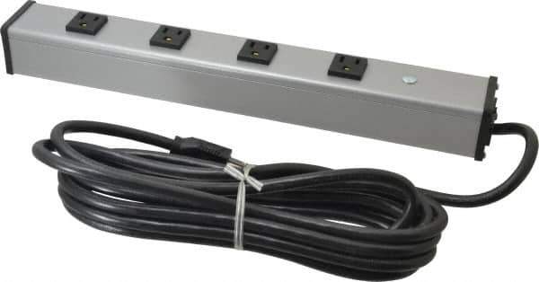 Wiremold - 4 Outlets, 120 Volts, 15 Amps, 15' Cord, Power Outlet Strip - Free Hanging Mount, 5-15 NEMA Configuration, 16" Strip, cULus Listed - Eagle Tool & Supply