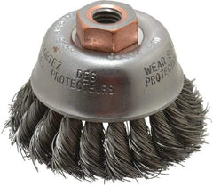 Osborn - 2-3/4" Diam, 1/2-13 Threaded Arbor, Steel Fill Cup Brush - 0.014 Wire Diam, 14,000 Max RPM - Eagle Tool & Supply