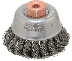 Osborn - 2-3/4" Diam, 3/8-24 Threaded Arbor, Steel Fill Cup Brush - 0.02 Wire Diam, 14,000 Max RPM - Eagle Tool & Supply