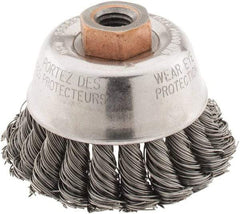 Osborn - 2-3/4" Diam, 1/2-13 Threaded Arbor, Steel Fill Cup Brush - 0.02 Wire Diam, 14,000 Max RPM - Eagle Tool & Supply