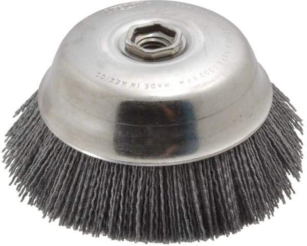 Osborn - 6" Diam, 5/8-11 Threaded Arbor Straight Wire Silicon Carbide Cup Brush - Medium Grade, 1-1/2" Trim Length, 6,000 Max RPM - Eagle Tool & Supply