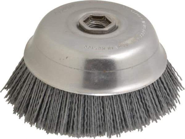 Osborn - 6" Diam, 5/8-11 Threaded Arbor Straight Wire Silicon Carbide Cup Brush - Fine Grade, 1-1/2" Trim Length, 6,000 Max RPM - Eagle Tool & Supply