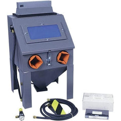 Econoline - 19" Wide x 33" High x 17" Deep Sand Blasting Cabinet - Suction Feed, 12" CFM at 80 PSI, 16" Working Height x 18 Working Width x 16" Working Depth, 18" Opening Length x 12" Wide Opening - Eagle Tool & Supply