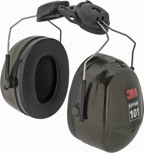 3M - Earmuffs - NRR24 BLK W/GREEN CUP H7P3E CAP/MOUNT EARMUFF - Eagle Tool & Supply