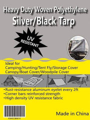Value Collection - 40' Long x 30' Wide Polyethylene Tarp & Dust Cover - Black & Silver, Grommet, 11 to 12 mil Thickness - Eagle Tool & Supply