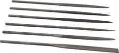 Value Collection - 6 Piece Swiss Pattern File Set - 6-1/4" Long, 2 Coarseness, Round Handle, Set Includes Equalling, Flat, Half Round, Round, Square, Three Square - Eagle Tool & Supply